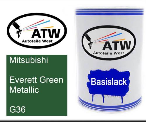 Mitsubishi, Everett Green Metallic, G36: 500ml Lackdose, von ATW Autoteile West.